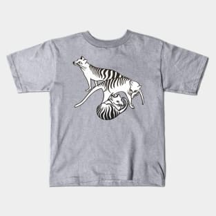 White Tassie Tiger Trio at Rest Kids T-Shirt